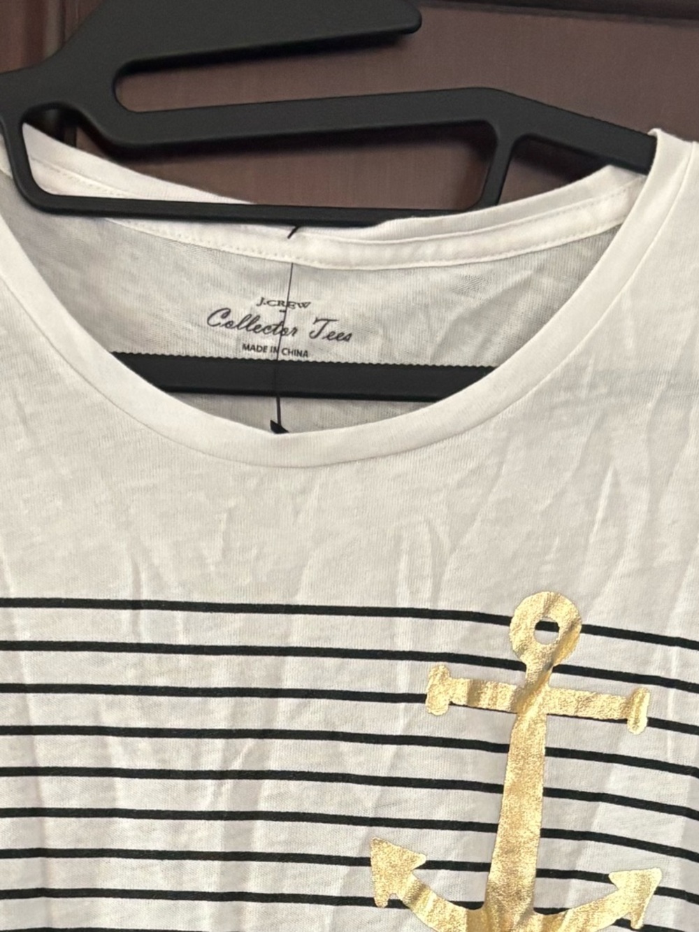 J. Crew White Striped Collector Tee with Black Stripes